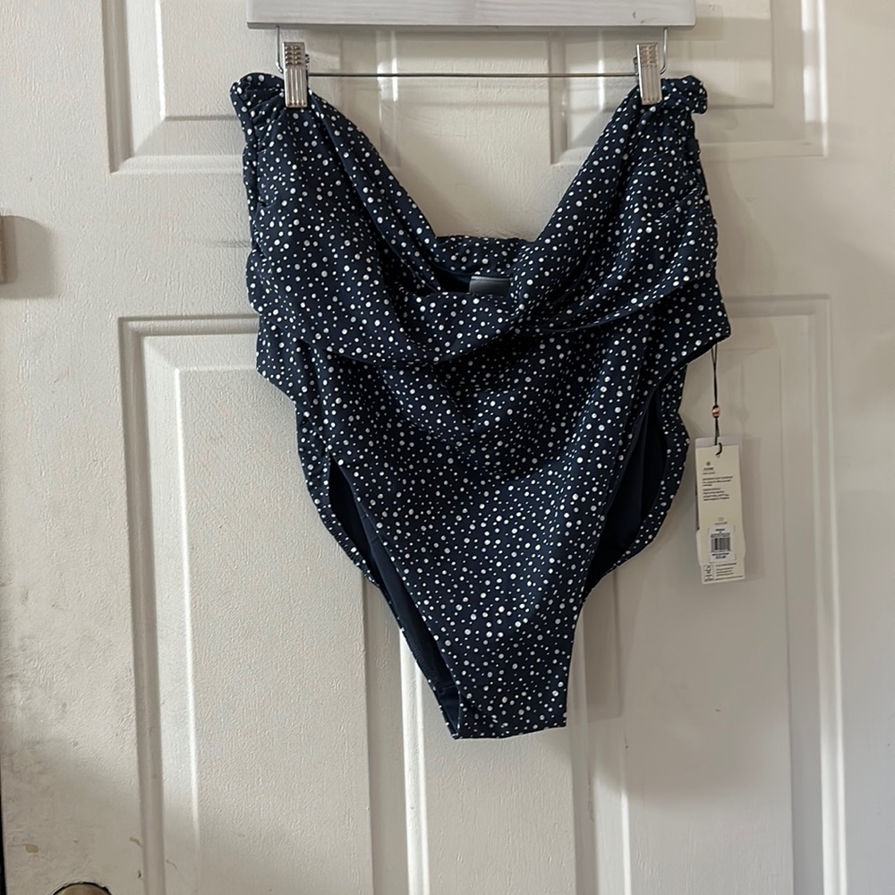 CALIA HIGH RISE TWIST FRONT SWIMSUIT BOTTOM: FRECKLE DOT PRINT:NEW WITH TAGS: 3X